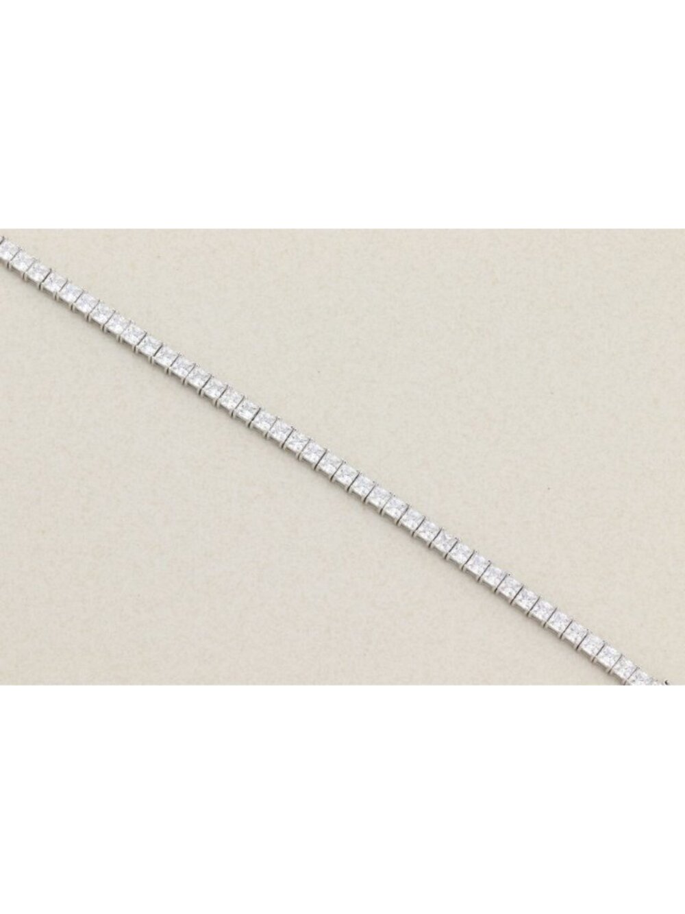 Sterling Silver Sparkly Brilliant Princess Cut Cubic Zirconia Tennis Bracelet - Picture 6 of 8